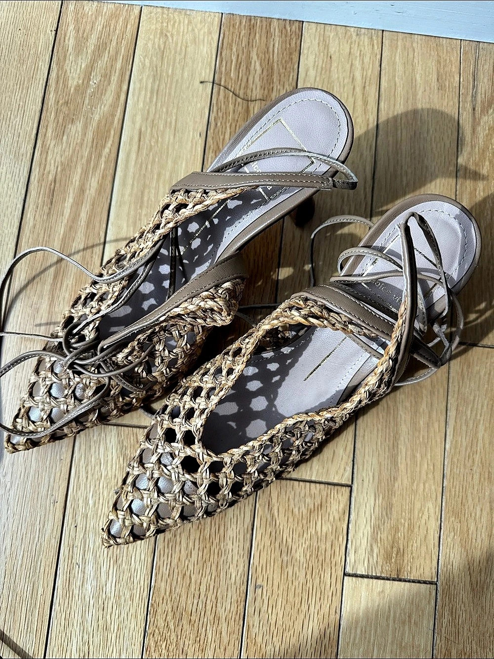 Dolce Vita Woven Pointed Toe Heels in Brown